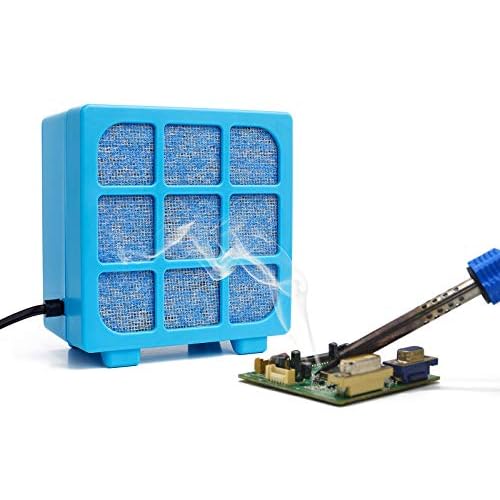 MUIN Solder Fume Extractor - 3 Stage Filtration Solder Smoke Absorber for Soldering and Wood Burning,Portable Soldering Fume Extractor Fan for Soldering Station (Blue)