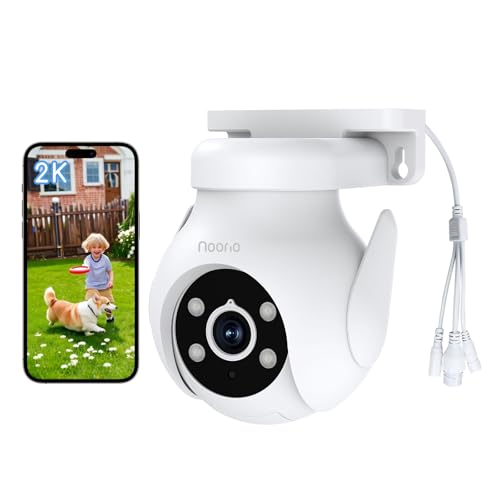 Noorio 2K Security Camera Outdoor 360¡Æ Pan/Tilt, Two Way Talk Wired Outdoor Camera for Home Surveillance, 24/7 Recording, Color Night Vision, Cloud & SD Card Storage, Compatible with Alexa, 2.4G WiFi