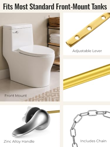 YULARA Silver Front Mount Toilet Flush Handle Replacement Kit for American Standard & Mansfield