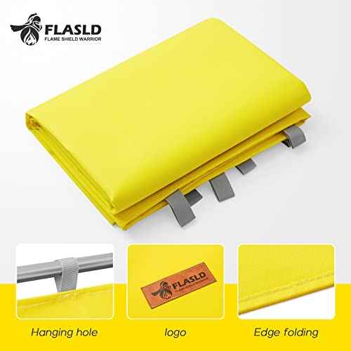 FLASLD Acrylic Coated Welding Blanket, Welding Curtain Welding Shield for Industrial and Home Use (4 ft x 6 ft, Yellow)