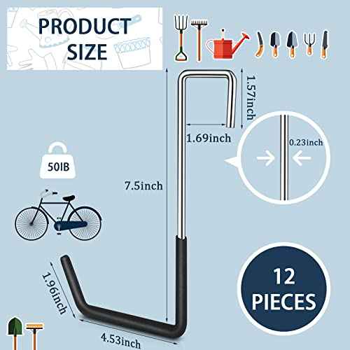 12 Pack Heavy Duty Rafter Hooks for Hanging Vinyl Coated Large S Hooks for Hanging Ladder Bike Hangers Garage Storage Organizer Black