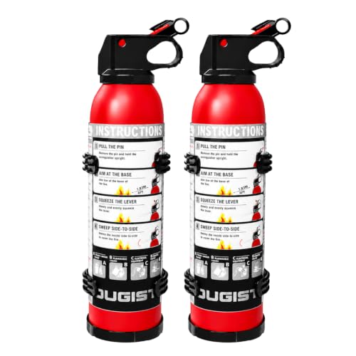 Ougist 2-Pack Small Portable Fire Extinguisher for Home & Car – ABC Chemical Powder, 1.32lb each