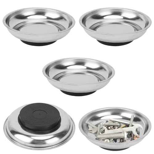 5 PCS 6 Inch Round Magnetic Parts Trays, Stainless steel 6 Inch Magnetic Tray, Magnetic Parts Tray, by GENHAKON