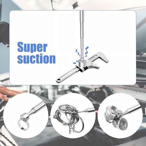 Telescoping Magnetic Pickup Tool - Extendable Stick 2Pcs Includes 8LB & 2LB Magnet for Mechanics, Car Tools, Reaching Hard-to-Reach Areas