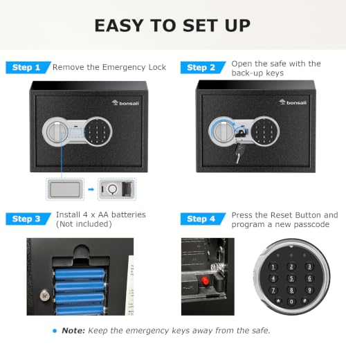 Bonsaii Safe Box with Electronic Keypad 0.6 Cu.Ft Home Office Security Safe