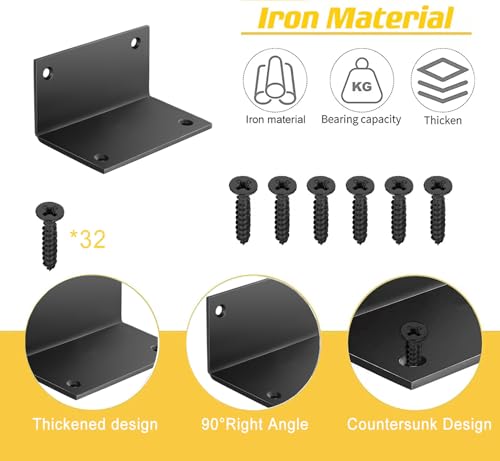 IronArtistry Heavy Duty Black 2.76 Inch L-Shaped Corner Brackets with Screws - 8 Pack for Furniture & Woodworking