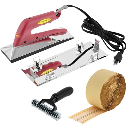 QWORK 10in 800W Carpet Seaming Iron Kit with 66ft Tape & Extra-Wide Roller