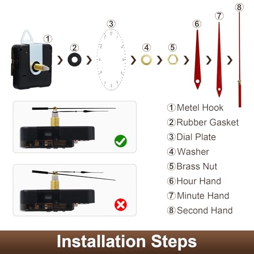 15 Pack Clock Mechanism Replacement Kit with 20 Pairs of Clock Hands, Thread Length 3/8 in+1/2 in+5/8 in