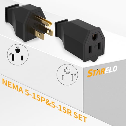 STARELO 10PCS NEMA 5-15P Electrical Replacement Plugs 125V 15A Male Extension Cord Ends