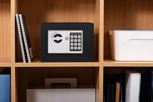 Ellaig Black Digital Wall Safe 9.05x6.7x6.7 Inches Mini Security Safe for Jewelry Coins & Guns