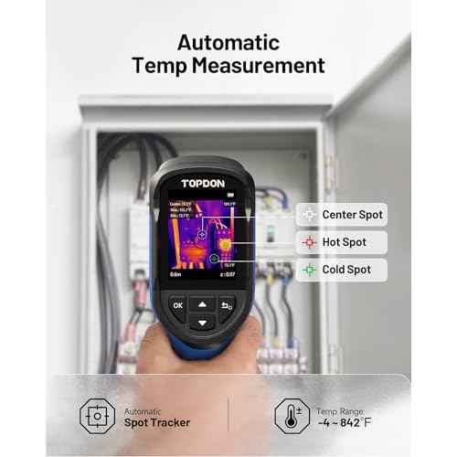 TOPDON TC004 Mini Handheld Thermal Imaging Camera, 240 x 240 TISR Resolution, -4¡ÆF to 842¡ÆF, 15-Hour Battery Life, 128 x 128 IR Resolution, 25Hz Infrared Camera, High/Low Temp Alerts, Auto Shutdown