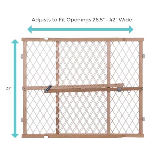 Toddleroo by North States Wooden Baby Gate - Adjustable Pressure Mount, 26.5-42 Inches Wide, 23 Inches Tall, Easy Install