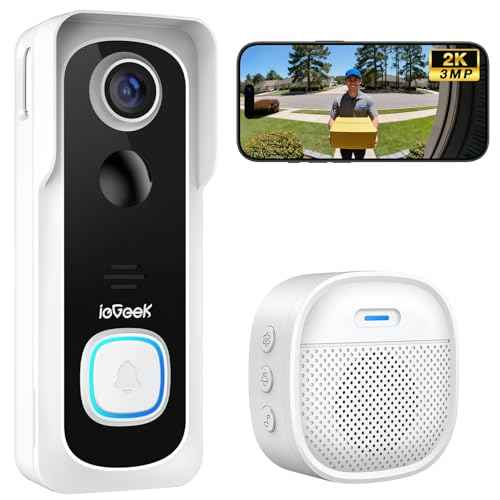 ieGeek Doorbell Camera Wireless No Subscription - Wireless Video Doorbell with Chime, Doorbell with Camera 1080P, Voice Changer, 2-Way Audio, PIR Motion Detection, Only 2.4Ghz WiFi, Works with Alexa