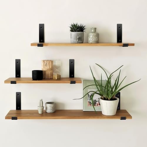MHMYDZ 12 Inch Heavy Duty Floating Shelf Brackets Black 6-Pack - 11.25" Length