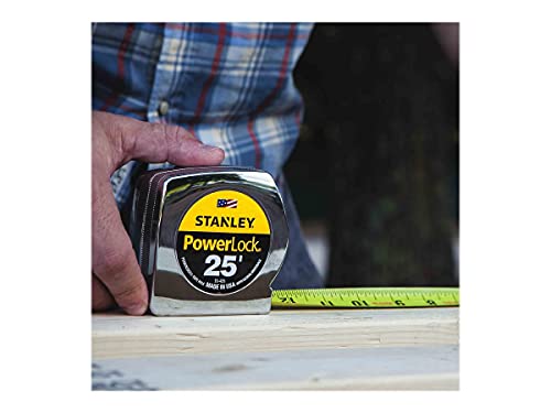 Stanley Powerlock II 25 Feet Power Return Tape Measure - Heavy Duty Locking