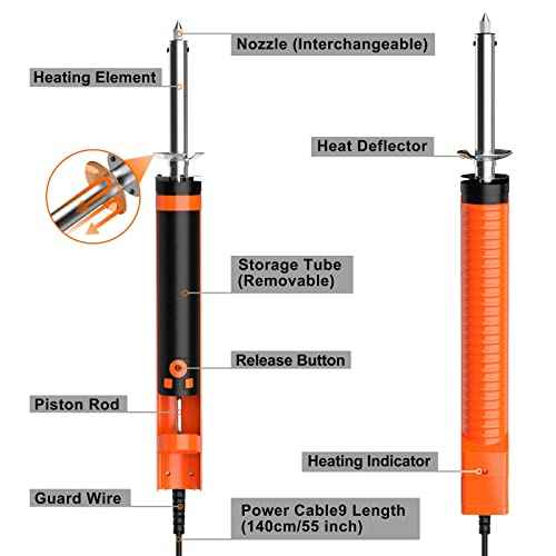 Preciva 929D-V Electric Desoldering Iron Solder Sucker, Portable Desoldering Gun,110V Desoldering Pumps with Desoldering Nozzles 1.0mm 1.2mm for Through-Hole Desoldering