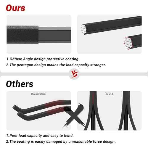 Ultrawall Garage Storage Hooks, Heavy Duty Steel Tool Organizer, 12.4 Inch Wall Mount Hangers Racks for Car Tires, Ladders, Chairs, Ropes and Garden Tools, 4 Pack