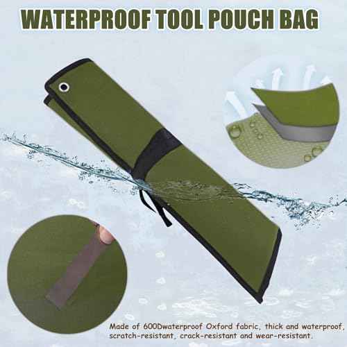 16 Pockets Wrench Roll Up Organizer, Wrench Bag and Tool Organizer Bag, Wrench Roll Up Pouch with Water Proof Oxford Cloth, Roll Up Tool Bag for Wrench Organization, Electrician Gifts