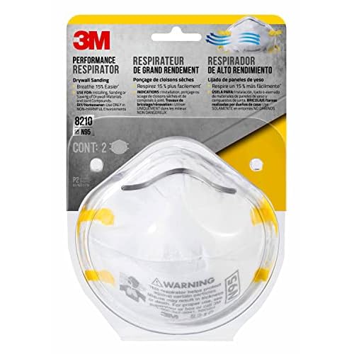 3M N95 Performance Respirator 8210,2 Pack, NIOSH-APPROVED N95,Advanced Filter Media For Easy Breathing, Cushioning Nose Foam