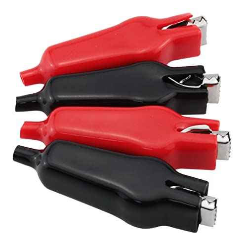 Insulated Alligator Clip 4PCS 20A Black and Red PVC Sheathed Crocodile Clamps Power Clamp Test Clips