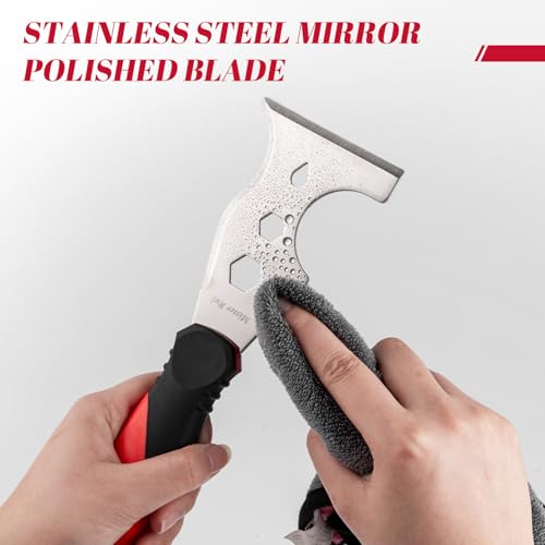Mister Rui Putty Knife, Paint Scraper 13 in 1 Putty Knife Multi Fuctional, Stainless Steel Metal Scraper, Spackle Knife with Hammer End, Razor Blade Paint Scraper Tool
