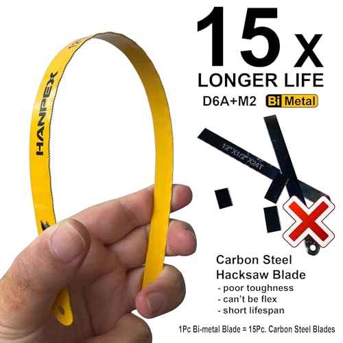 12in. High-Tension Hacksaw Frame with 24 TPI Bi-metal Blade, Hand Saw Suitable for Metal, wood, PVC, Carpentry