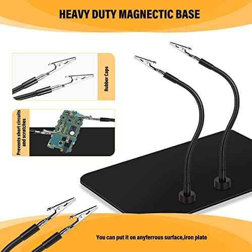 2 Pieces Magnetic Helping Hands Soldering, Soldering Helping Hand with Flexible Gooseneck Metal Arms with Adjustable Alligator Clips