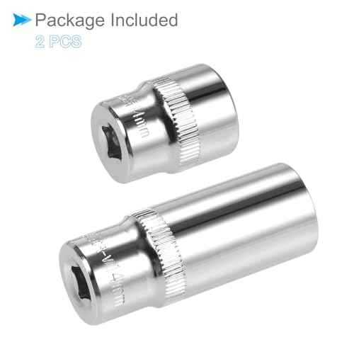 6-Point Socket, 1/4" Drive 14mm Deep, Polished Chromed CR-V Metric Deep and Shallow Impact Socket - (Applications: for Ratchet Torque Electric Wrenches Car Repair), 2-Pieces
