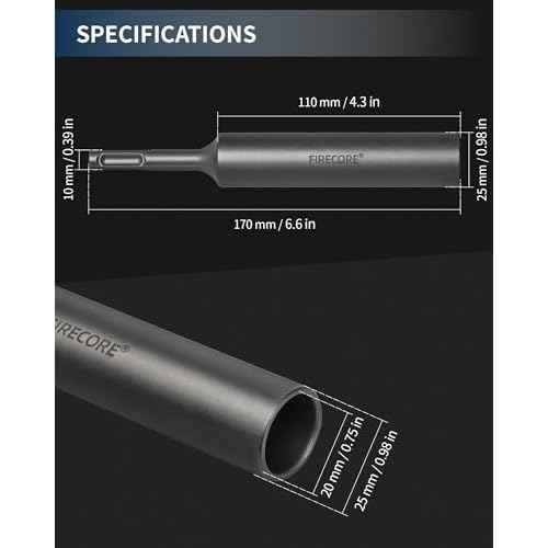 SDS Plus Ground Rod Driver for 5/8 Inch & 3/4 Inch Ground Rods, Firecore One-Piece T Post Driver Adapter Bits, Fits Bosch Dewalt Milwaukee Hilti and Other SDS-Plus Rotary Hammer Drill Tools