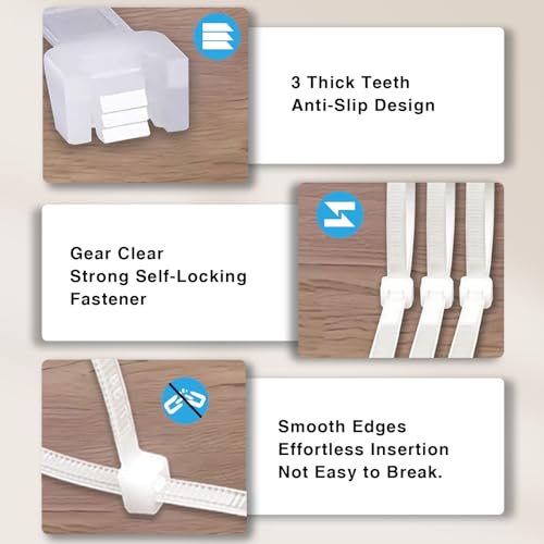 SiKuLin 400-Pack Assorted White Zip Ties 4, 6, 8 & 12 Inch UV Resistant Cable Ties