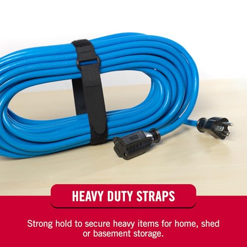 VELCRO Brand Elastic Cinch Straps with Buckle 4 Pack, 15in, Black, Adjustable