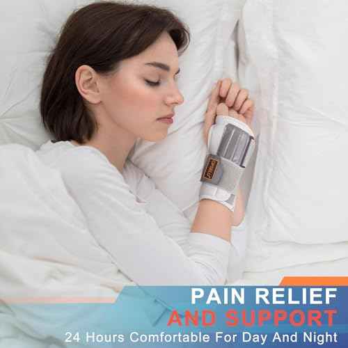 Wrist Brace for Carpal Tunnel, Adjustable Night Wrist Support Brace with Splints Right Hand, Hand Support for Arthritis, Tendonitis, Sprain, Injuries, Wrist Pain, Men Women, Medium/Large