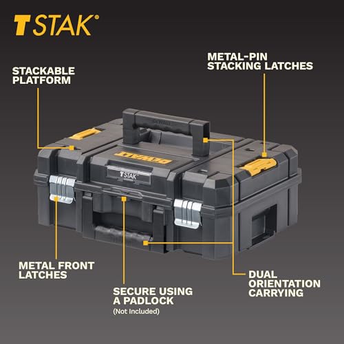 DEWALT TSTAK II Flat Top Tool Box 13-Inch, Stackable Heavy Duty Organizer (Pack of 1)