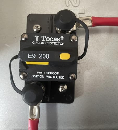 T Tocas 200 Amp Marine Circuit Breaker with Manual Reset - UL, Waterproof, 3/8"-16 Studs, Model: 200.0A