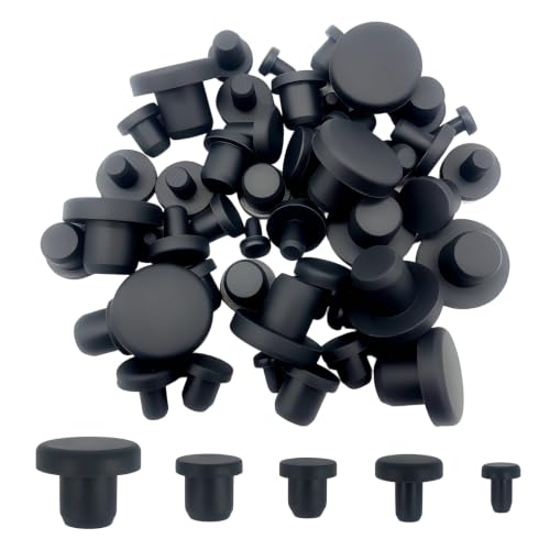 Alamic Assorted Silicone Hole Plugs Set 1/8”, 3/16”, 1/4”, 5/16”, 3/8” - Flexible Sealing Bumpers