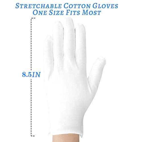 Cotton Gloves, 10pairs White Cotton Gloves for Dry Hands Sleeping, Washable Stretch Material for Men and Women Eczema Moisturizing