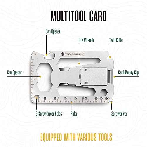 Multitool Card - Credit Card Multitool - Wallet Size Slim, Minimalist, Stainless Steel - Multipurpose Survival Card With Can Opener, Screwdrivers, Wrench, Ruler, Money clip by Hayvenhurst