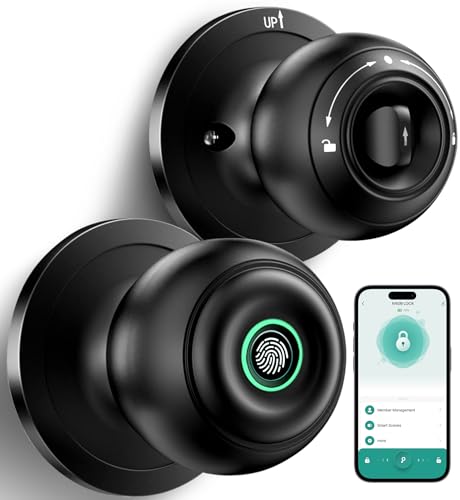 KLLOQUE Matte Black Smart Fingerprint Door Lock with Keyless Entry & App Control