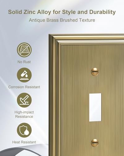 Antique Brass 2-Pack Zinc Alloy Single Toggle Light Switch Cover Plate