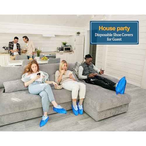 Shoe Covers Disposable Non Slip -100 Pack(50 pairs) 15.7'' Hygienic Waterproof Foot Booties Covers Recyclable Shoe Booties Covers for Indoors, Fits Up to US Men's 11 & US Women's 13