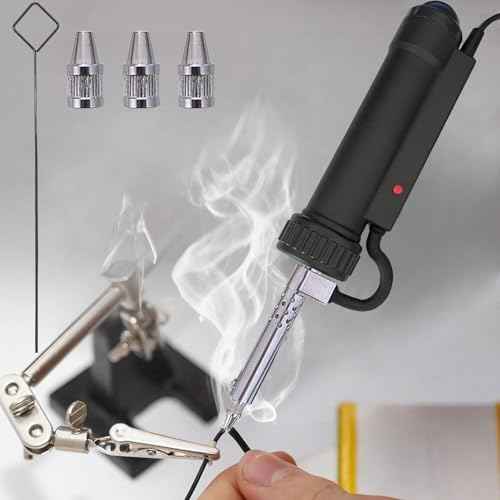Solder Sucker with 3Nozzles Portable Electric Solder Tin Sucker,Automatic Desoldering Pump Vacuum AC110V 30W Electric Desoldering Gun Solder Removal Repair Super Strong Suction