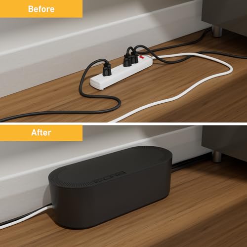 D-Line Black Large Cable Management Box for Power Strips & Wires