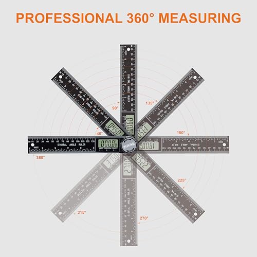 Digital Angle Finder Protractor, 7-Inch/200 mm ABS Ruler - Enhanced ABS