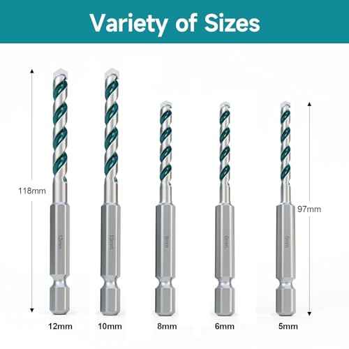 Concrete Drill Bit Set, Carbide Brick Drill Bit, Cement Drill Bit Set for Impact Driver, Tools for Brick Concrete Stone Metal Wood Plastic