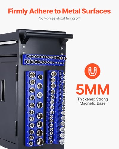 VEVOR 6PCS Magnetic Socket Organizer Set with Clear Labels, 1/4''-1/2'' Metric & SAE, Blue & Red Variation