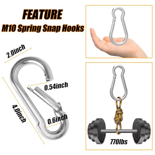 EPHECH M10 4-Inch Heavy Duty Carabiner Clip Silver 30PCS