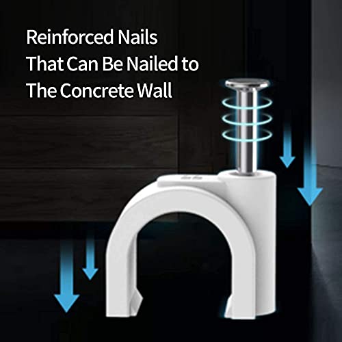 Abnii Cable Nail Clips 400 Pcs 4/6/8/10mm Wall Wire Cable Management Clips White