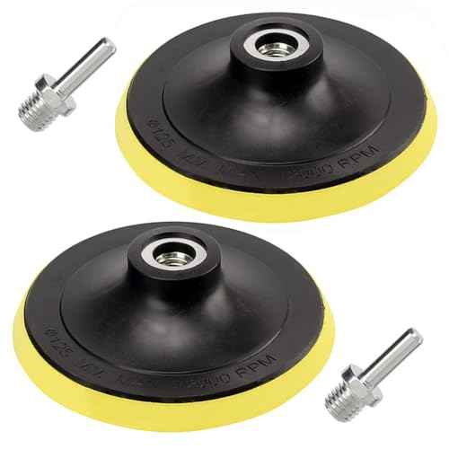 2 Pack 5 Inch Hook and Loop Backing Pad with M14 Thread,Rotary Buffing Pad Sanding Holder Angle Grinder Polishing Backer Plate for Wood,Metal,Automotive,Orbital Sander,Polisher