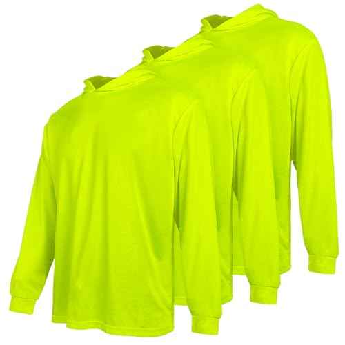 Hi Vis Safety Hoodie, High Visibility Shirts for Men, Long Sleeve, Construction Work Shirts with Sun Protective Hood