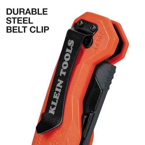 Klein Tools 44307 FLICKBLADE Folding Utility Knife, Subcompact Design with Quick-Change Triple-Ground Carbon Steel Blade, Dual Locking Positions, and Pocket Clip